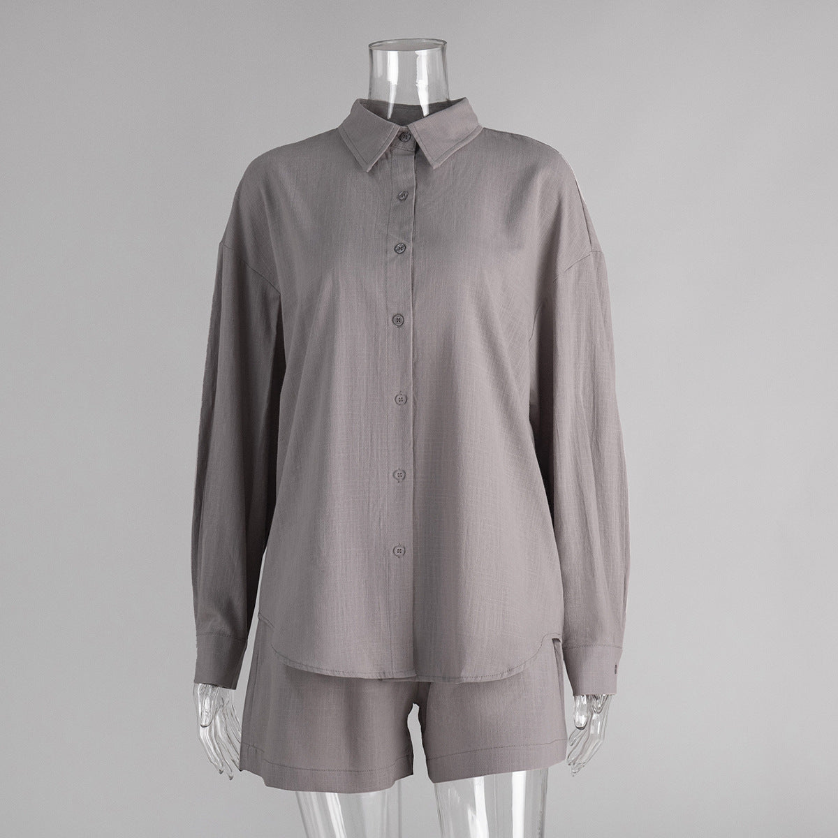 Simple Solid Color Cotton Casual Suit