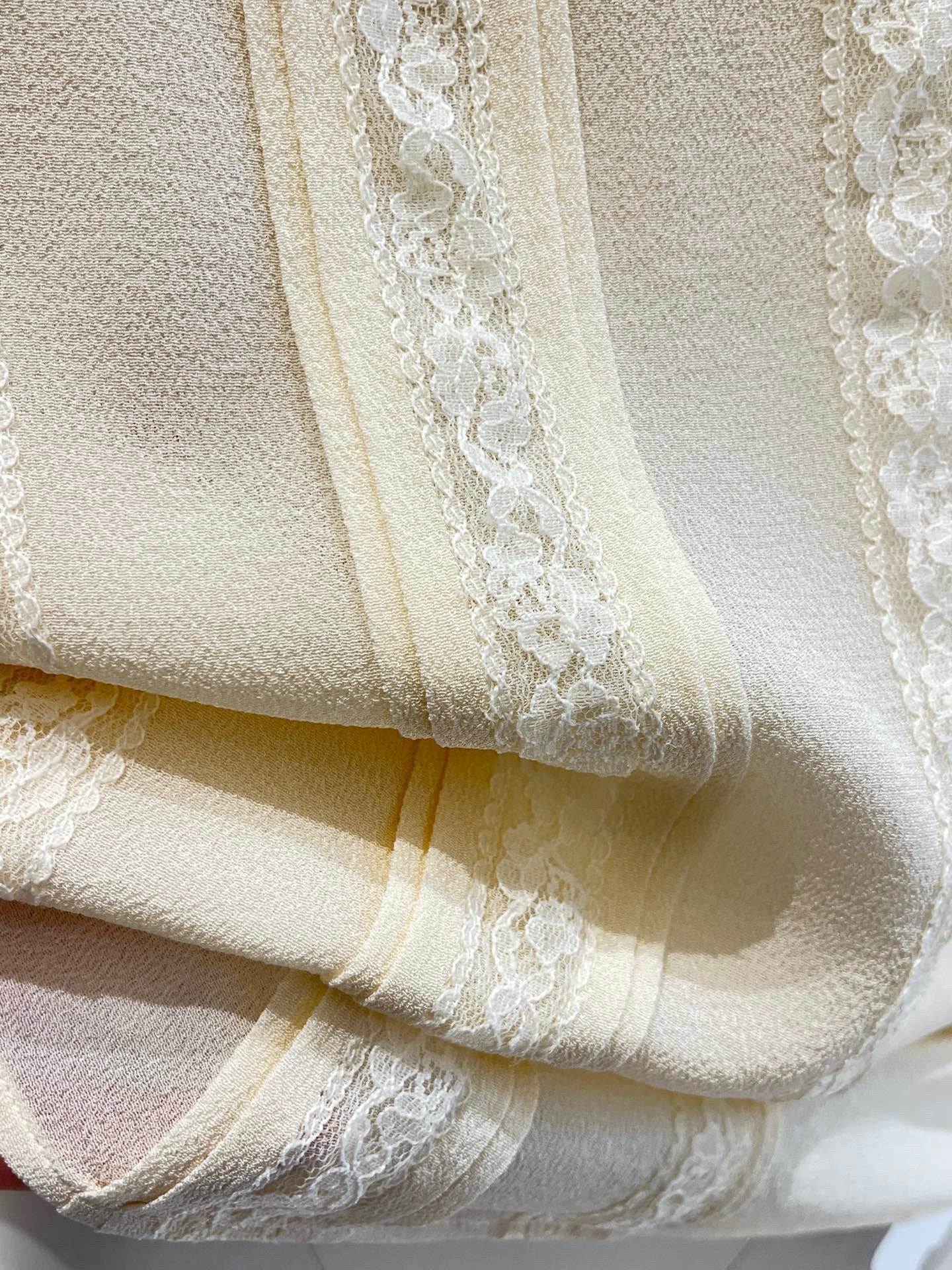 Lace-Paneled Sleeveless Silk Shirt