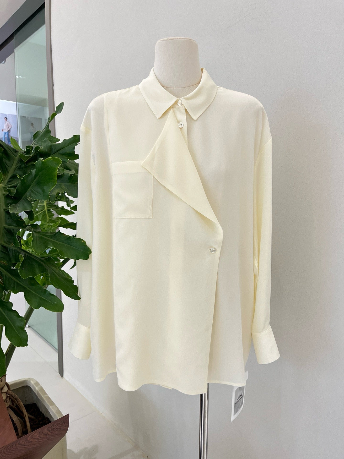 Simple Solid Color Silk Shirt