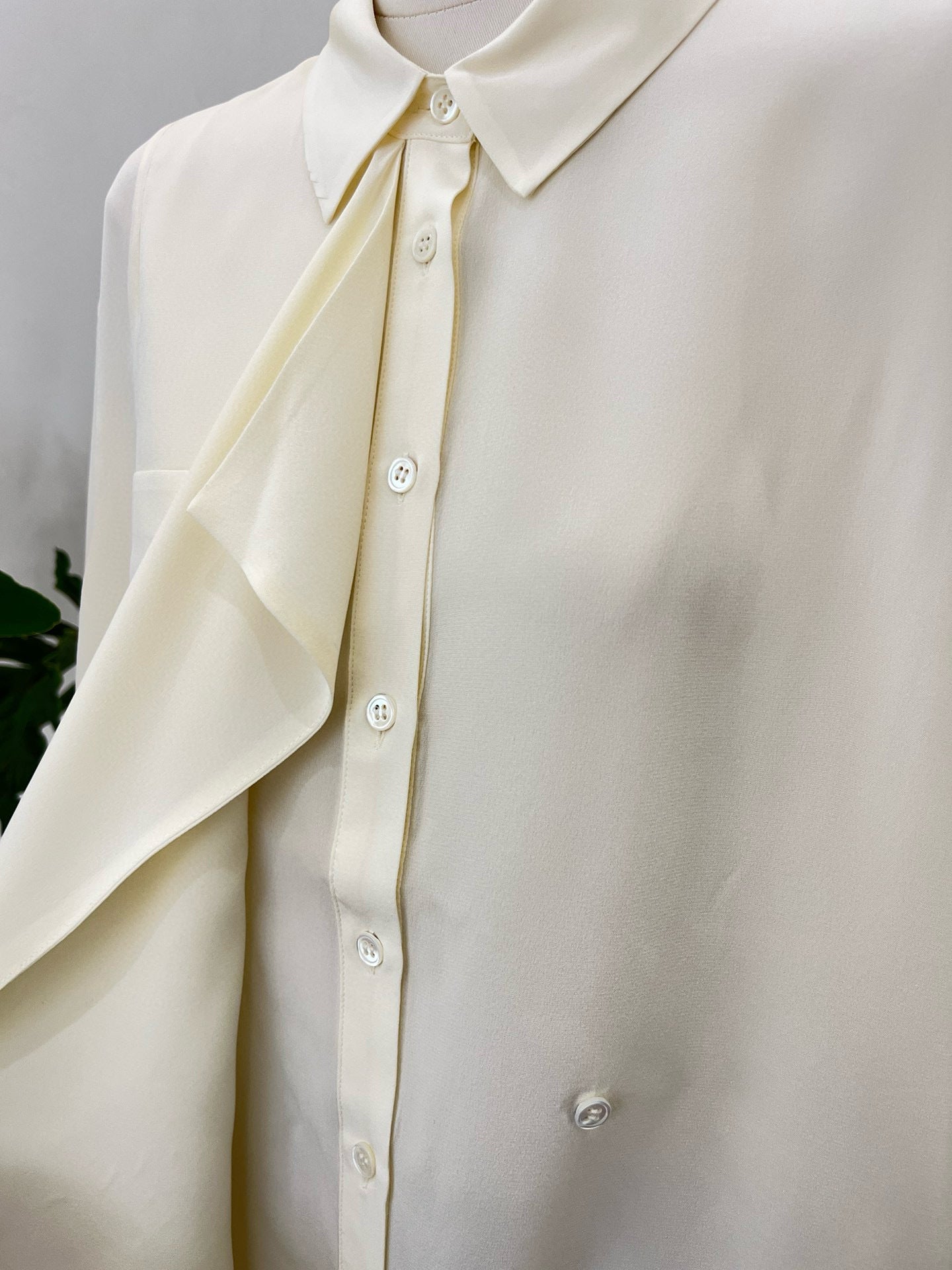 Simple Solid Color Silk Shirt